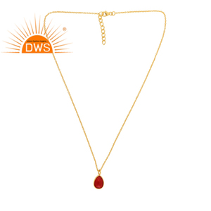 Collar con colgante de piedras preciosas de cuarzo granate doble chapado en oro de 18 quilates de plata de ley de la mejor calidad, fabricante de joyería fina Demi - Product Image 1