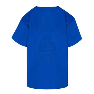 Unisex Royal Blue V-Neck <b>Scrub</b> <b>Top</b> With Pockets Cotton Polyester Woven Hospital Uniforms - Product Image 3