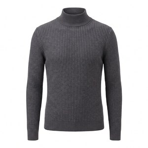<b>Men</b> Ribbed <b>Turtleneck</b> Drop Shoulder Pullover <b>Sweater</b> Knitted Cotton Blend Warm Casual Winter Wear - Product Image 2