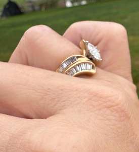 แถบโค้งมาร์กีส์บาแกตต์ตัดเป็นชิ้นเพชรแหวนหมั้นทอง14K ของขวัญแต่งงานสำหรับงานปาร์ตี้เครื่องประดับสไตล์คลาสสิก - Product Image 3