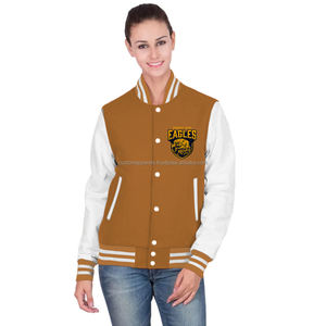 Blouson universitaire léger en coton pour femme avec doublure en polaire douce, idéal pour la broderie personnalisée, vente en gros de modèles vierges pour blousons universitaires. - Product Image 1
