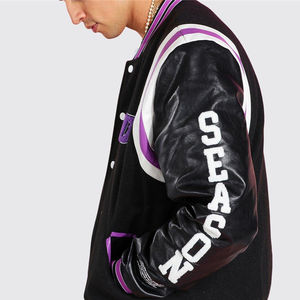 เสื้อแจ็กเก็ตเบสบอลผ้ากำมะหยี่ปกตั้งขนาดใหญ่สำหรับผู้ชายมีลายพิมพ์ดิจิตอลสไตล์ทีมตัวแทนออกแบบโลโก้ได้ตามต้องการสำหรับฤดูหนาว - Product Image 2