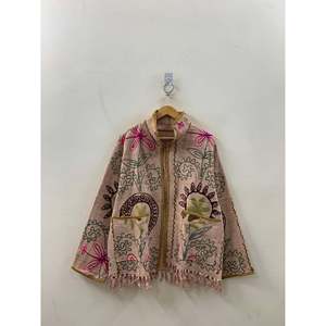 Bagh <b>Reversible</b> <b>Jacket</b> Blush Folk Varsity Style Outerwear Lace Decoration Suede Leather Material Cotton Nylon Filling-for All - Product Image 1