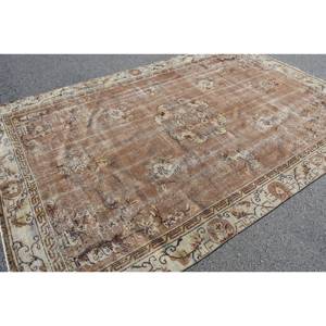 พรมขนแกะสีเบจ6.9x10.4ฟุตสไตล์ตุรกีแนววินเทจถักด้วยลวดลายปะต่อสำหรับตกแต่งห้องนั่งเล่น - Product Image 4