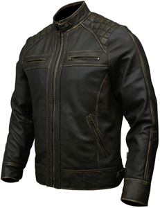 2025 personnalisé hommes veste en cuir avec col de Baseball Bomber hommes veste en cuir pour adapté en plein air hommes veste en cuir - Product Image 2