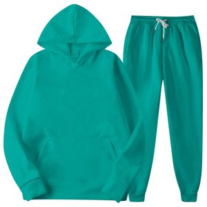 Sweat à capuche + pantalon de jogging de couleur unie d'automne et d'hiver pour hommes ensemble deux pièces à la mode vêtements de sport décontractés pour l'extérieur survêtement pour hommes - Product Image 4