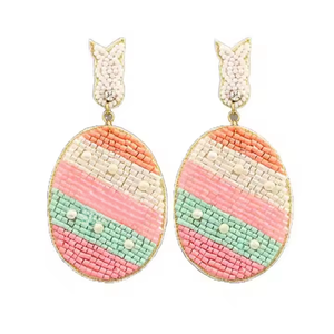 Pendientes de cuentas de zanahoria de conejito de Pascua hechos a mano, joyería de declaración de cuentas de semillas blancas para mujer, regalo de vacaciones de primavera - Product Image 2