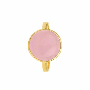 RJR00164 Bague en argent sterling 925 plaqué or de 12mm pour femme Quartz rose naturel avec pierres précieuses et lunette simple pour les mariages - Product Image 4