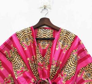 Caftán Maxi de Algodón Indio para Mujer con Estampado Floral Modesto para Verano, Playa, Resort, Vacaciones, Hogar, Idea de Regalo - Product Image 1