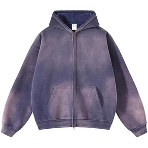 Stylish Men's Winter Zipper Acid Wash Hoodie 100% Cotton Custom Bulk Orders Wholesale Streetwear OEM <b>Dropshipping</b> Fast Delivery - Product Image 5