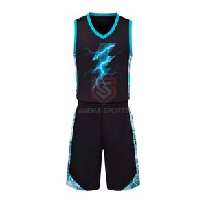 Electric Storm Blue Lightning Basketball Jersey <b>Shorts</b> Set Custom Sublimated Mesh Performance <b>Men</b> Youth Team Uniform - Product Image 1