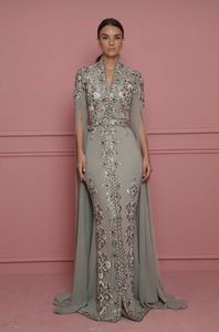 Robe de soirée CAFTAN sur tissu GEORGETTE avec embellissement de belles perles de cristal, pierre de verre et travail DABKA @ 2022 - Product Image 2