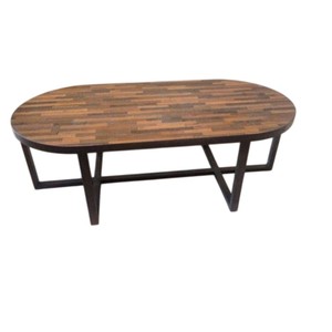 Mesa de centro ovalada de estilo fantástico con parte superior de madera desgastada y patas de metal de hierro para muebles de sala de estar, proveedor mayorista - Product Image 2