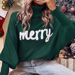 Jersey de manga larga con cuello simulado para mujer, suéter de punto de invierno y otoño, forro polar sólido, poliéster/algodón, informal, ecológico - Product Image 6