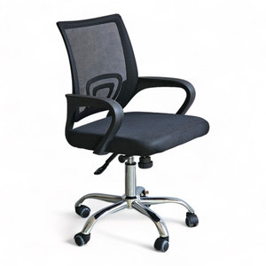 Chaise de bureau pivotante minimaliste MFA84A à dossier bas, chaise de personnel réglable avec appui-tête en tissu maillé et aluminium pour usage domestique ou en atelier - Product Image 1