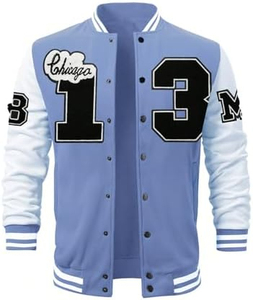 เสื้อแจ็คเก็ตเบสบอลสำหรับผู้ชาย สไตล์วาร์ซิตี้คลาสสิก แจ็คเก็ตลำลองสำหรับฤดูหนาว ติดกระดุมด้านหน้า แขนยาว เสื้อคลุม - Product Image 5