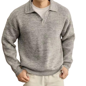 Pull cardigan à col en V pour homme en polyester/coton de haute qualité, doublure en laine gaufrée, anti-boulochage, manches longues, personnalisé pour l'hiver - Product Image 2