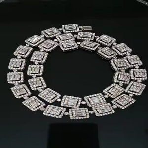 Collier Moissanite de haute qualité avec chaîne cubaine Hip Hop américaine or ROSE pour hommes vêtements pour femmes fournisseur indien direct - Product Image 1