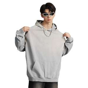 Vente en gros Pull-over vierge à capuche délavé à l'acide avec logo personnalisé Sweat à capuche vintage surdimensionné pour hommes délavé à l'acide Sweats à capuche décontractés pour hommes - Product Image 4