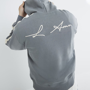 เสื้อฮู้ดดี้ทรงบ็อกซี่สไตล์วินเทจ ล้างสีแบบแอซิด สำหรับผู้ชาย ผลิตโดยผู้ผลิตโดยตรง รับทำโลโก้ตามสั่ง ผ้าหนา 400 กรัม ผ้าฝ้าย 100% ลายเรียบ คอฮู้ด - Product Image 3