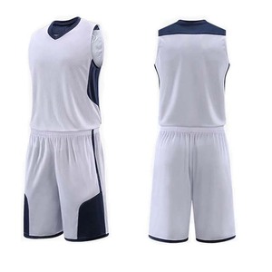 Ensemble de maillot de basket sans manches pour homme, blanc, avec short rayé sublimé, en polyester anti-humidité, pour le sport d'été - Product Image 5