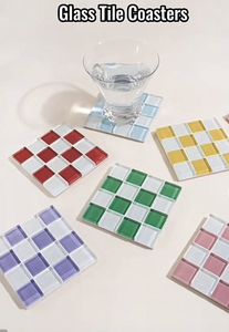 Sous-verres en mosaïque de verre de bambou, ensemble artisanal, rond, carré, hexagonal, protège-plat, accessoire pour la maison, la cuisine, le bar, le bureau - Product Image 4