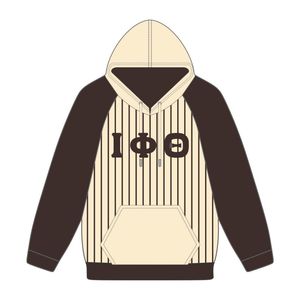 Iota Phi Theta Corps Neutre Marron Raglan Pinstripes Pull À Capuche Grec Fraternité Vêtements Personnalisé Divine Nine HBCU Vêtements - Product Image 2