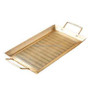 Plateau de service rectangulaire en métal poignées modernes d'usine directe cuisine décorative de Noël maison table ambiance de vie artisanat - Product Image 1