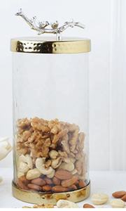 Recipiente de vidrio clásico con tapa dorada para el almacenamiento de alimentos y condimentos en la cocina del hogar Estilos de cubierta - Product Image 5