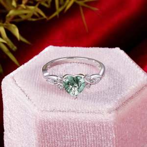 Jeulia 18K Gold Plated Infinity Heart Moss Agate <b>Opening</b> Engagement <b>Ring</b> - Product Image 5