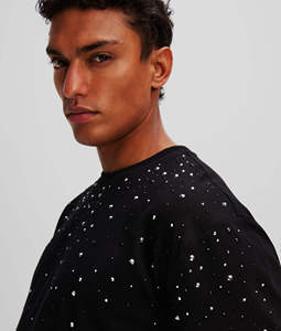 Camiseta de manga corta para hombre, negra, con estampado gráfico, corte relajado, cuello redondo, estilo casual y urbano. - Product Image 6