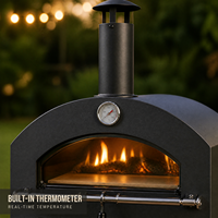 Four à pizza d'extérieur 12 pouces avec brûleur au bois, 400 ° Four à pizza C Max 156 cm de hauteur avec thermomètre et grille de cuisson