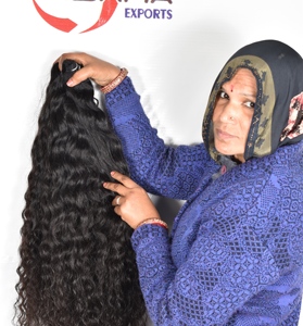 Vente en gros 100% Extensions de cheveux Remy noirs vierges du temple indien de couleur naturelle Cuticule ondulée alignée pour les femmes - Product Image 2