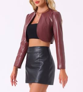 Veste en cuir de haute qualité à la mode pour femmes longueur régulière motif solide Streetwear pour l'automne et l'hiver - Product Image 1