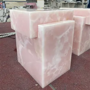 โต๊ะลูกบาศก์โอนิกซ์สีชมพูโต๊ะลูกบาศก์หินโอนิกซ์โต๊ะกาแฟโอนิกซ์ - Product Image 6