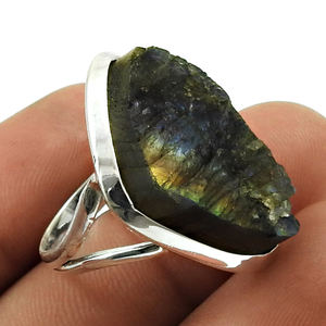 Anillo con forma de cabujón de piedras preciosas de labradorita en bruto de Plata de Ley 925 de buena calidad, joyería hecha a mano, proveedores al por mayor - Product Image 2