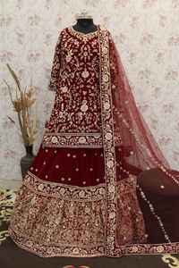 Salwar Kameez Organza en soie non cousue brodée à la main pour mariage indien pakistanais avec impression fantaisie Taille libre - Product Image 2