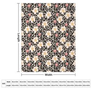 Coperte in Flanella Personalizzate con Stampa di Fiori di Ibisco delle Isole Hawaii e Design Leopardato, Antipilling, Varie Dimensioni - Product Image 5