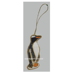 Pingouin Forme Zari Broderie Arbre Suspendu Ornement Tissu Matériel Noir Et Blanc Couleur Conception Unique Utilisé Pour Diwali Festival - Product Image 1