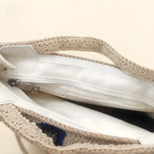 Bolso Bandolera de Lana Tejido a Mano con Cadenas, Estilo Vintage para Mujer, Correa Cruzada, Cierre de Cremallera, Portátil - Product Image 4
