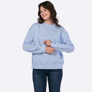 เสื้อสเวตเชิ้ตผู้หญิงทรงโอเวอร์ไซส์ ผลิตจากผ้าผสมคอตตอน 100% ให้ความอบอุ่น พร้อมโลโก้ด้านหน้า ทรงหลวม สวมใส่สบาย เหมาะสำหรับฤดูใบไม้ร่วง/ฤดูหนาว - Product Image 4