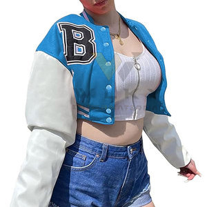 Vestes Lettermen respirantes de haute qualité pour femmes avec col montant Conception de logo personnalisé et traitement tricoté - Product Image 1