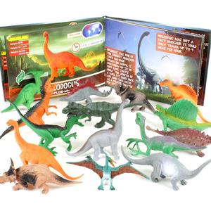 Set di 15 Figure di Dinosauri e Libro, Giocattoli Educativi in Plastica PVC per Bambini, Decorazione a Tema Animale - Product Image 1