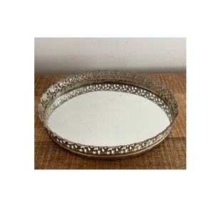 Gold Plated Round Metal Serving <b>Tray</b> Elegant Stainless Serving <b>Tray</b> Wholesale Handmade Customised Good Serving <b>Paper</b> <b>Tray</b> - Product Image 1