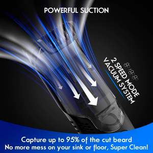 Tondeuse à barbe électrique rechargeable étanche IPX6 pour hommes, peignes de longueur réglable, alimentation USB - Product Image 3