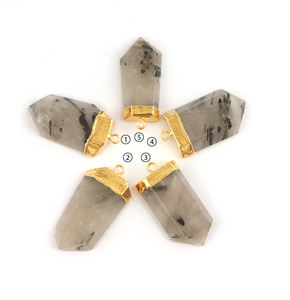 โรงงานขายส่งราคาธรรมชาติสีดํา rutile อัญมณีทอง electroplated diy เดี่ยวประกันตัวจี้เชื่อมต่อ DIY แฟชั่นเครื่องประดับ - Product Image 4