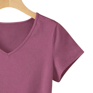 Camiseta de Manga Corta con Cuello en V para Mujer, Transpirable, Informal, Verano, Detalle de Nudo Lateral, Suave, Ligera, Cómoda para Uso Diario - Product Image 3
