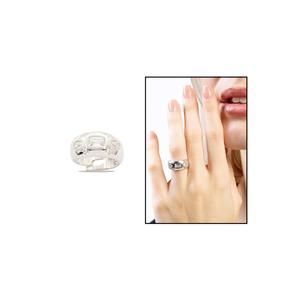 Water Drop - Star Decorated Silver Color Free Size 925 Sterling Silver Women's Ring