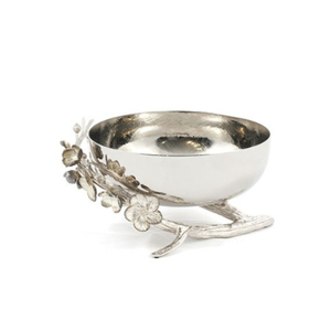 Élégant bol de service en métal doré avec branches de fleurs pour servir de la nourriture et de la salade lors d'occasions et d'événements spéciaux - Product Image 4