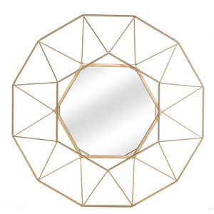 The <b>Metal</b> Wave Round Iron Metallic Wire Frame Wall <b>Mirror</b> with 7.0mm Thickness Handmade Modern Wall Decoration - Product Image 1